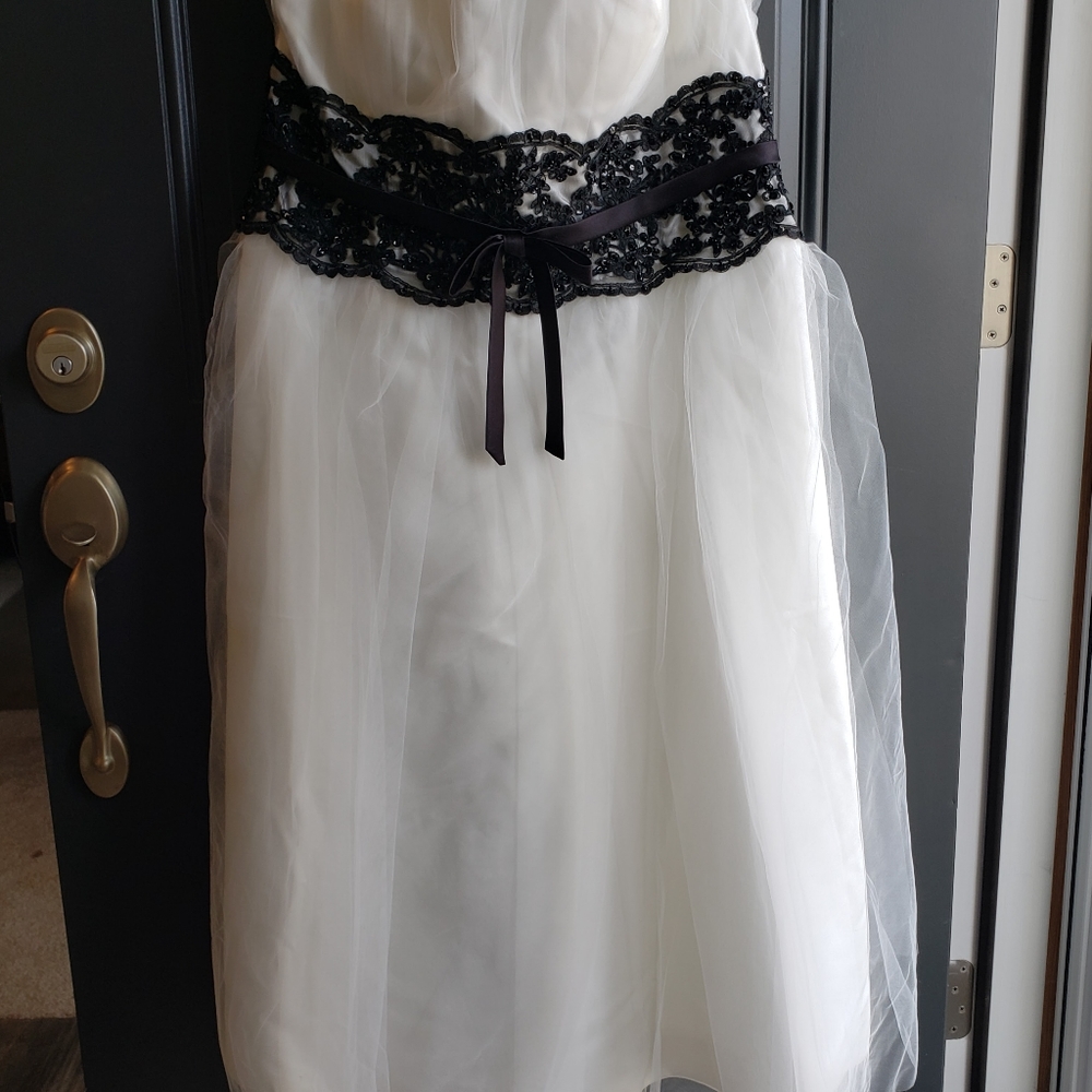20W NWT Tea-length Strapless Gown / Black Lacey Bolero Jacket Sold Seperately - Picture 2 of 12